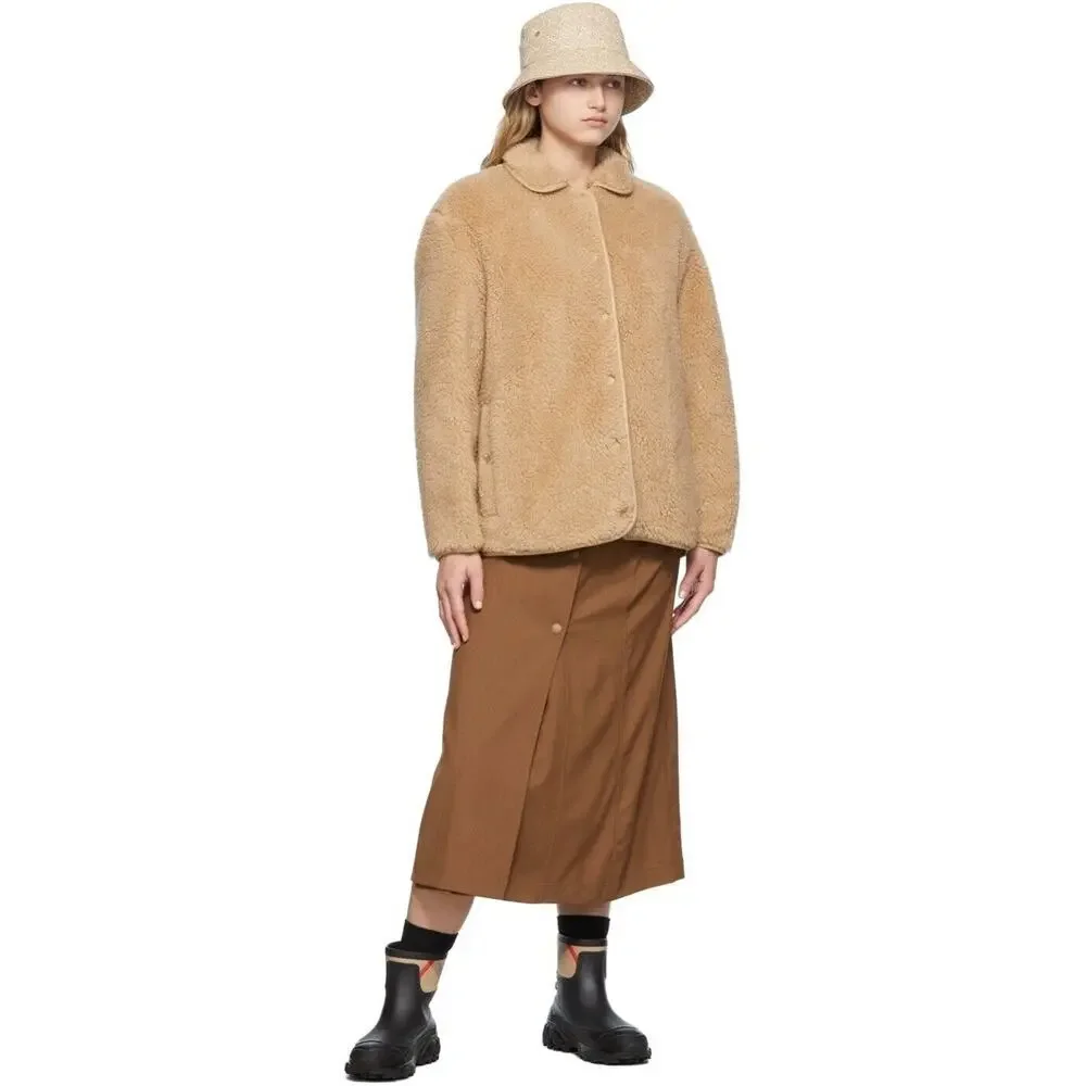 Burberry Kettlewell Size 8 Wool Cashmere Honey Teddy Fleece Jacket NWT $1,790